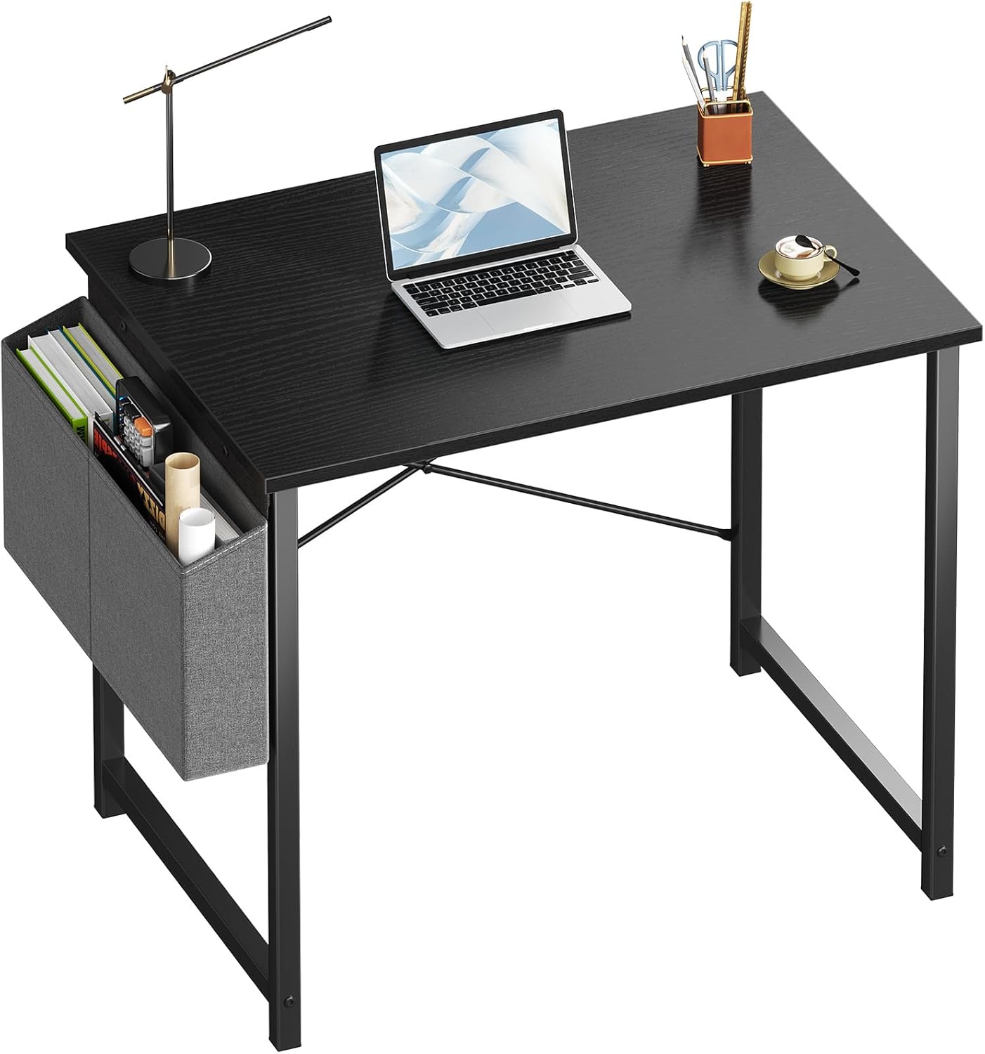 Computer Desk 31 Inch Home Office Desks for Small Spaces, Gaming Writing Study Work Table with Storage Bag and Headphone Hook for Bedroom, Black