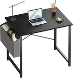 Computer Desk 31 Inch Home Office Desks for Small Spaces, Gaming Writing Study Work Table with Storage Bag for Bedroom, White