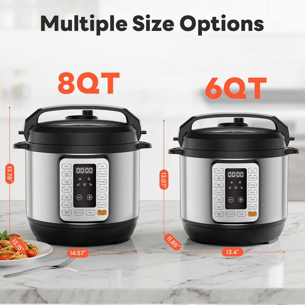 16-in-1 Electric Pressure Cooker, 6QT Programmable Multi Cooker with 12 One-Touch Presets, Soup Steam Yogurt and More, Ceramic Inner Pot Delay Start & Keep Warm, Includes Recipe Guide, Silver