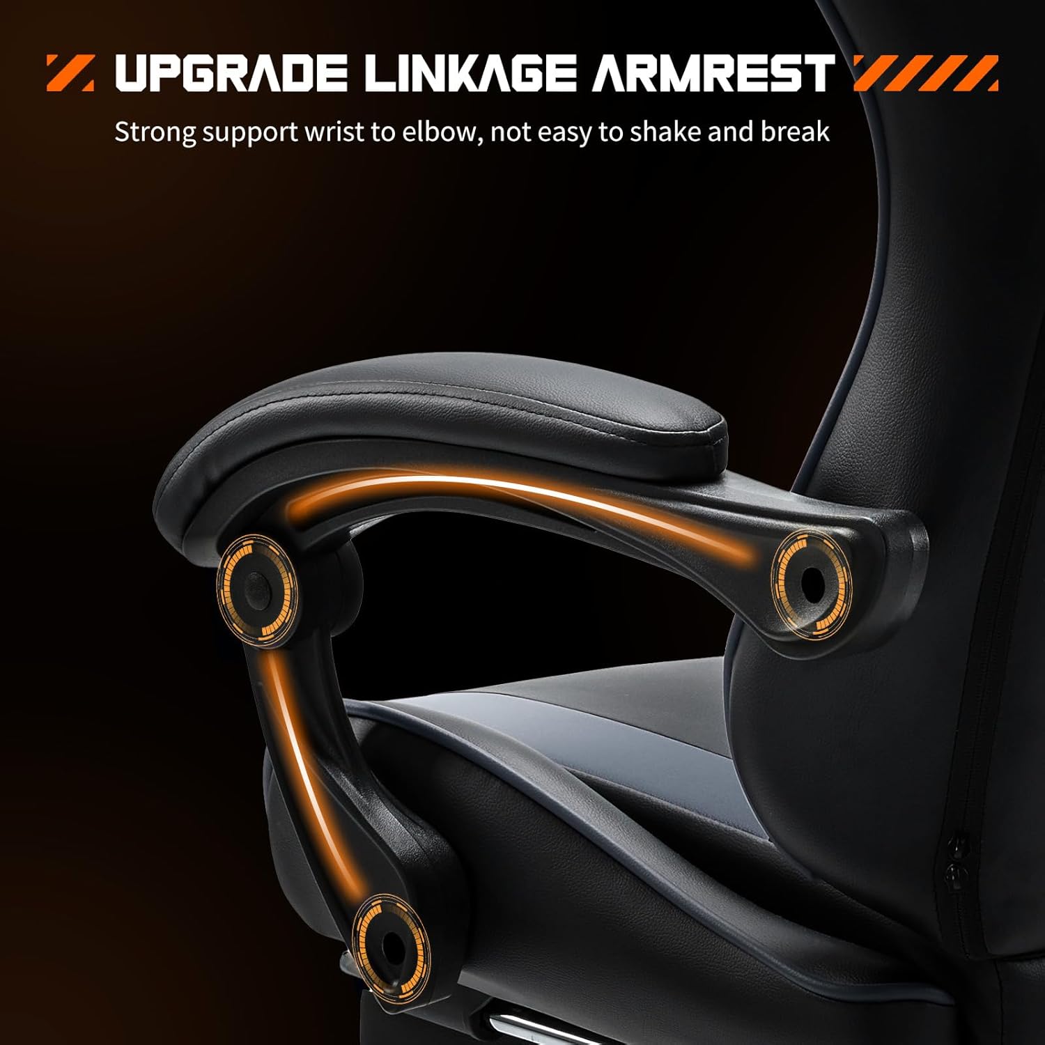 Computer Video Game Desk Chair - Ergonomic Comfy Lumbar Support with Footrest, PU Leather Recliner with Headrest, Fixed Up Armrest, Height Adjustable and 360?? Swivel, for Adults, Grey