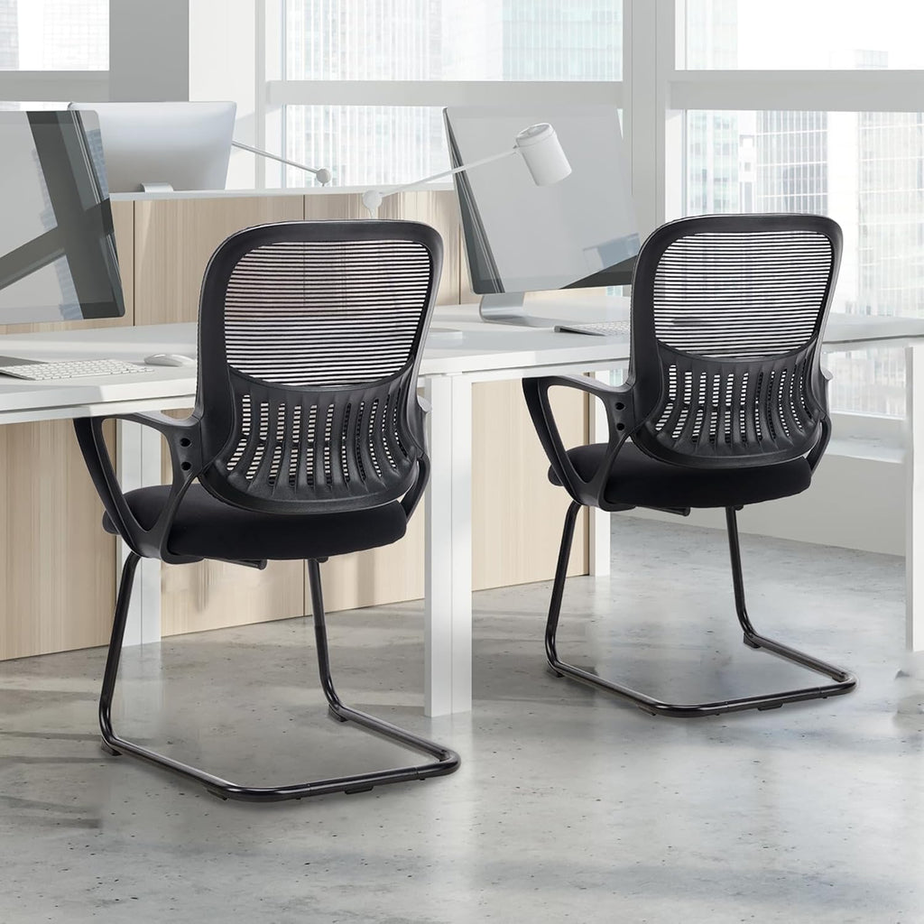 Office Desk Chair with Sled Base, Ergonomic Executive Mesh Computer Chairs with Lumbar Support for Home Conference Room Bedroom Waiting Reception Guest Student