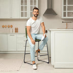 26 Inch Counter Height Bar Stools Set of 4, Modern Faux Leather High Barstools with Back and Metal Leg, Bar Chairs for Kitchen Island, Green