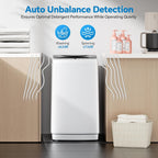 Portable Washing Machine, 7.7 lbs Full-Automatic Compact Laundry Washer, Stainless Steel Drum, 10 Wash Cycles, Auto-Balance Detection, LED Display, Mini Washer for Home, Apartment, Dorm, White