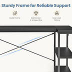L Shaped Desk 39 Inch Computer Desk Gaming Furniture Corner Desks Home Office PC Table with Reversible Storage Shelves for Writing Working Study Bedroom Dorm, Modern Black