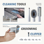 2.5L Pet Grooming Vacuum Kit, 3 Adjustable Suction Modes, 5 Professional Grooming Tools with Cordless Low Noise Dog & Cat Hair Clippers, Classic Gray