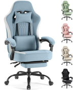 Computer Gaming Chair - Ergonomic Desk Chair with Footrest and Lumbar Support, High Back Height Adjustable Task Chair with Linkage Armrests and Headrest, 360?? Swivel Wheels, Black