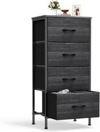 4 Fabric Drawer Small Dresser, Bedside Nightstand with Wooden Top Sturdy Frame, Entryway Closet Bedroom Storage Cabinet Furniture for Dorm,White