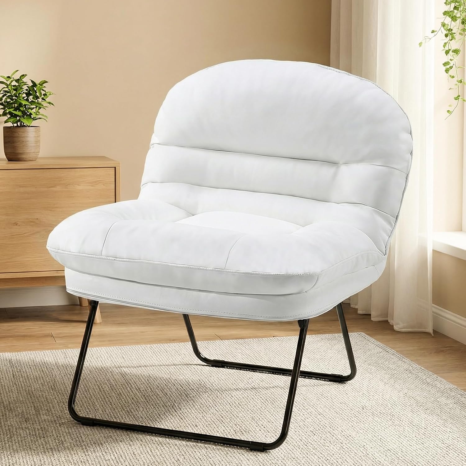 Comfy Saucer Chair,Faux Fur Lounge Seasting XL Circle Chair for Bedroom, Dorm & Gaming, Foldable Fashion Accent Seat for Small Spaces, Folding Moon/Mushroom/Round Oversized Style,Hot Pink