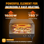 Pizza Oven Indoor, 1600W Electric Pizza Oven Fast Heating, 6 Presets Pizza Maker for 12 Inches, with Pizza Stone & Spatula, Upper-Bottom Independent Heating Temperature Control
