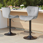 Modern Bar Stools Set of 4, Adjustable Faux Leather Upholstered Swivel Bar Stools, Counter Height Bar Chairs with Back for Kitchen Island, Grey