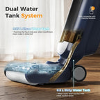 Wet Dry Vacuum Cleaner, Cordless All-in-One Vac Mops, Vacuum Mop with Self-Cleaning System, Dual Water Tank Design, Tangle-Free Brush, Dual-Edge Cleaning, 35-Min Runtime