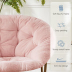 Comfy Saucer Chair,Faux Fur Lounge Seasting XL Circle Chair for Bedroom, Dorm & Gaming, Foldable Fashion Accent Seat for Small Spaces, Folding Moon/Mushroom/Round Oversized Style,Hot Pink