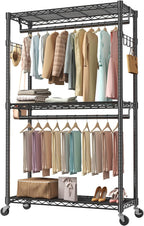 Portable Closet, Rolling Clothes Rack, 29 x 15 x 75 Wardrobe Closet with Adjustable Shelves, Metal Garment Rack with Lockable Wheel, for Cloakroom, Bedroom Storage, Laundry Room, Black