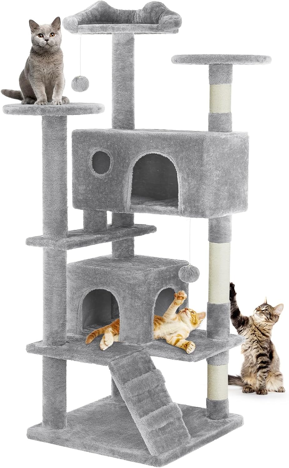 33-inch Cat Tree Tower for Indoor Cats, Small Cat Scratching Post with Curved Bed, Cat Tree with Cat Condo for Adult, Grey