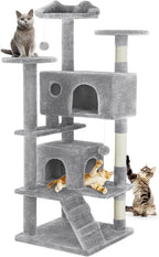 33-inch Cat Tree Tower for Indoor Cats, Small Cat Scratching Post with Curved Bed, Cat Tree with Cat Condo for Adult, Grey