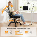 Home Office Managerial Executive Chair, Flip Up Armrest Ergonomic Mesh Adjustable Swivel Mid-Back Computer Desk Chair with Comfortable Lumbar Support, Comfy Arms for Bedroom,Study