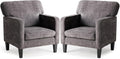 Modern Accent Chairs for Living Room, Corner Chairs for Adults, Reading Chair with Armrest and Backrest, Comfy Lounge Chairs for Bedroom Reception Waiting Room, Dark Grey 2 Pack