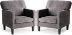 Modern Accent Chairs for Living Room, Corner Chairs for Adults, Reading Chair with Armrest and Backrest, Comfy Lounge Chairs for Bedroom Reception Waiting Room, Dark Grey 2 Pack