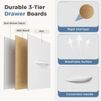 5 Drawer Fabric Dresser with Side Cabinet & Open Shelf, Storage Organizer Tower with Raised Top, Chest of Drawers for Bedroom, Closet, Hallway, Entryway & Living Room, White