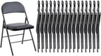 Folding Chair 4 Pack, Leather Padded Foldable Chairs, Sturdy Metal Portable Chairs, Easy to Use and Store, Outdoor and Indoor, for Home, Office, Party, Garden, Kahki