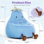 Kids Bean Bag Chair, Stuffed Toddler Couch with Faux Rabbit Fur Cover for Teens & Kids, Comfy Lazy Sofa Chair for Reader, Living Room, Bedroom, Aged 4-12 Years, 24 Inch, Blue