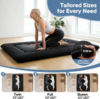 Japanese Floor Mattress Queen Size, Futon Mattress Foldable with Removable Washable Cover, Portable Roll Up Tatami Mat for Small Bedroom, Couples, Family Movie Night and Home Use, Black