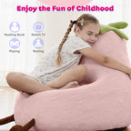 Kids Bean Bag Chair, Stuffed Toddler Couch with Faux Rabbit Fur Cover for Teens & Kids, Comfy Lazy Sofa Chair for Reader, Living Room, Bedroom, Aged 4-12 Years, 31 Inch, Pink