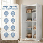 Office Storage Cabinet, Large Capacity Organizer, Wooden Bedroom Storage Unit for CD, Blankets and Books, Suitable for Living Rooms, Office and Study Rooms, White