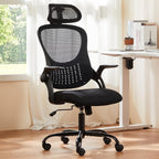 Home Office Managerial Executive Chair, Ergonomic Mesh Adjustable Swivel Mid-Back Computer Desk Chair with Comfortable Lumbar Support, Comfy Arms for Bedroom,Study