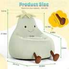 Kids Bean Bag Chair, Stuffed Toddler Couch with Faux Rabbit Fur Cover for Teens & Kids, Comfy Lazy Sofa Chair for Reader, Living Room, Bedroom, Aged 4-12 Years, 24 Inch, Green