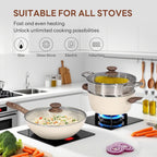 17 Pcs Pots and Pans Set, Nonstick Kitchen Cookware Set, Induction Cooking Sets with Stay-Cool Handles, Beige