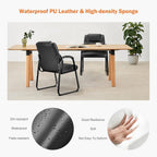 Waiting Room Guest Chair Set of 4, Stationary Office Reception Chairs No Wheel, Comfy Padded Arms and Seld Base, for Conference Room Lobby Home Computer Desk Bedroom Elderly, Deep Black