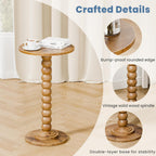 Round Side Table for Small Spaces, Modern Accent End Table with Solid Wood Leg, Versatile Drink Table for Living Room, Bedroom, Corners, Brown 2 Pack