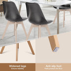 Modern Dining Chairs Set of 4, PU Leather Upholstered Kitchen Chairs with Wood Legs, Mid Century Accent Chairs for Living Room, Bedroom, Outdoor Lounge, Black