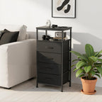 Nightstands Set of 2 with Charging Station, Bedside Table with USB Ports & Type-C, 2 Fabric Drawers Night Stand with Open Shelf, Compact End Table for Bedroom, Rustic Brown