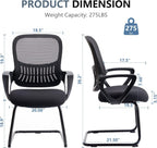 Office Desk Chair with Sled Base, Ergonomic Executive Mesh Computer Chairs with Lumbar Support for Home Conference Room Bedroom Waiting Reception Guest Student