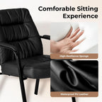 Waiting Room Guest Chair Set of 6, Leather Ergonomic Office Desk Reception Chair No Wheels with Padded Armrest for Conference Lobby Medical Waiting Area Bedroom, Black