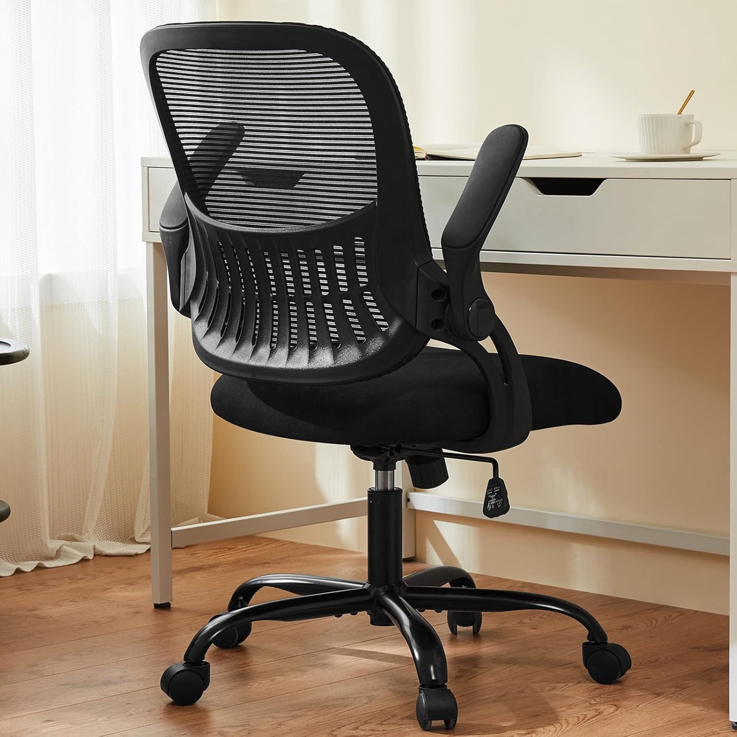 Ergonomic Mid-Back Mesh Home Office Desk Chair with Wheels, Lumbar Support, and Comfortable Armrests for Home, Bedroom, Study, Office