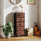 TV Stand Dresser with 5 Fabric Storage Drawers, Media Console Featuring Open Shelf for 45 inch TV, Compact Entertainment Unit for Bedroom, Living Space, or Dorm Organization, Oak