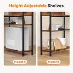 L Shaped Desk Corner Computer Table 47 Inch, L-Shaped Gaming Desks with Storage Shelf Reversible, Wood Tables with Side Bag Adjustable Feet for 2 Monitors Small Space Home Office Bedroom, Brown