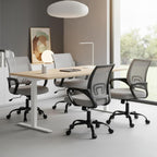 Office Desk Chair - Ergonomic Mid Back with Lumbar Support & Rocking Mode, Height Adjustable with Fixed Armrest, Storage Back for Computer, Gaming, Conference, Meeting Room, 360?? Swivel, Grey