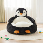 Kids Bean Bag Chair, Stuffed Toddler Couch with Faux Rabbit Fur Cover for Teens & Kids, Comfy Lazy Sofa Chair for Reader, Living Room, Bedroom, Aged 4-12 Years, 34 Inch, Penguin Black White
