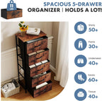 TV Stand Dresser with 5 Fabric Storage Drawers, Media Console Featuring Open Shelf for 45 inch TV, Compact Entertainment Unit for Bedroom, Living Space, or Dorm Organization, Oak