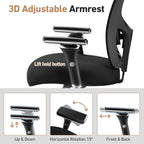 Ergonomic Home Office Desk Chair - Heavy Duty Mid Back with Lumbar Support & 4D Armrest, Height Adjustable Mesh Computer Gaming with Backrest & Swivel Wheels, Dark