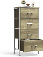4 Fabric Drawer Small Dresser, Bedside Nightstand with Wooden Top Sturdy Frame, Entryway Closet Bedroom Storage Cabinet Furniture for Dorm,White