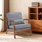 Mid Century Accent Chair, Modern Living Room Chairs with Arms and Waist Cushion, Reading Chairs for Adults, Lounge Chair for Bedroom, Solid Wooden Frame, Classic Green