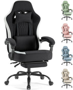 Computer Gaming Chair - Ergonomic Desk Chair with Footrest and Lumbar Support, High Back Height Adjustable Task Chair with Linkage Armrests and Headrest, 360?? Swivel Wheels, Black
