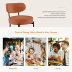 Dining Chairs Set of 6, Mid Century Modern Chair Round Upholstered Curved Backrest, Kitchen Vanity Living Room Chairs with Black Metal Legs, Orange