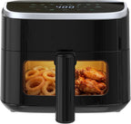 Dual Basket Air Fryer, 9.5 Quart Large Air Fryer with Double Basket, Independent TEMP Control, Sync Setting, Shake Reminder, 10 Presets for Bake, Broil, Defrost, Dehydrate, Grey