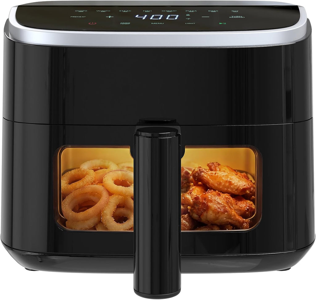 3QT Air Fryer, Small Air Fryer with Digital PP Touch Panel, 400?H Max Temp, Overheat Protection and Auto Shut-off, Nonstick and Dishwasher Safe Basket for Roast, Bake, Broil, Reheat, Black